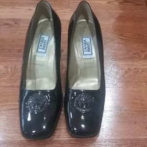 Gianni Versace runway medusa embossed shoes